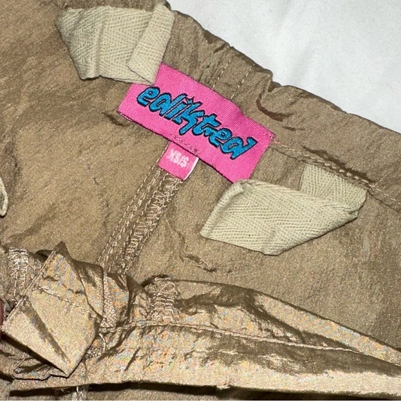 Edikted Khaki Cargo Pants with ties at ankle and button pockets Xs/ S - Picture 4 of 4